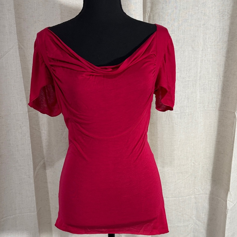 Free People Cherry Red Short Sleeve Top